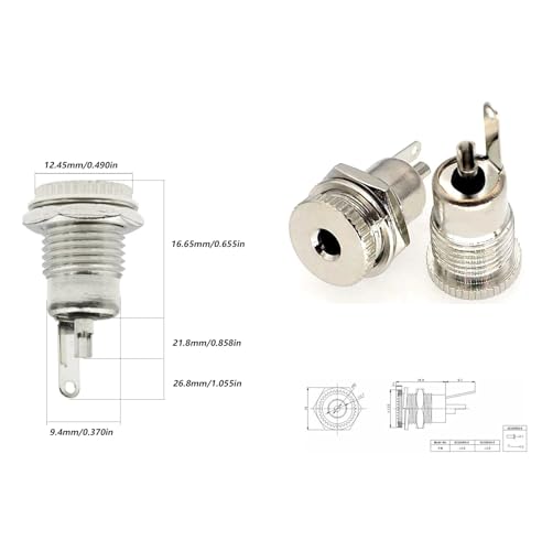 CentIoT - DC Power Jack Male Socket - Panel Mount Full Metal