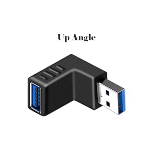 CentIoT - USB to USB Coupler Adapter Converter - USB 3.0 Right Angled 90 Degree Type A Male to Type A Female Connector (Black, 4 Types Combo)