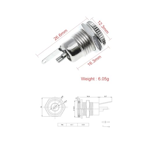CentIoT - DC Power Jack Male Socket - Panel Mount Full Metal