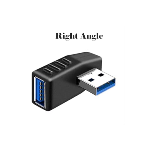 CentIoT - USB to USB Coupler Adapter Converter - USB 3.0 Right Angled 90 Degree Type A Male to Type A Female Connector (Black, 4 Types Combo)