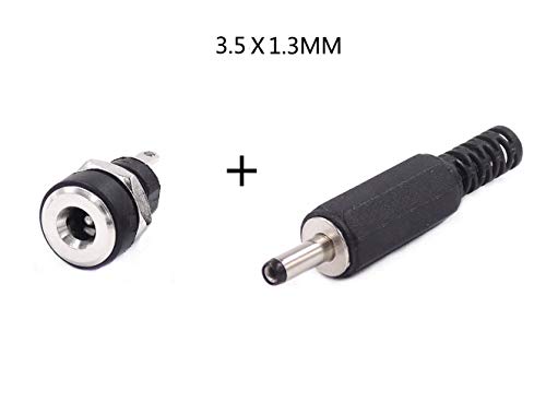 CentIoT - 2PCS DC Power Supply Jack Socket Female Connector - Round Panel Chasis Mount 12V 3A - 1PCS Male + 1PCS Female 1.3 x 3.5mm
