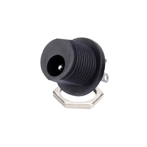 CentIoT - DC Jack Male Socket Connector - Round Panel Chasis Mount 12V 3A (Front Thread Center pin 2.5mm x 5.5, 5pcs)