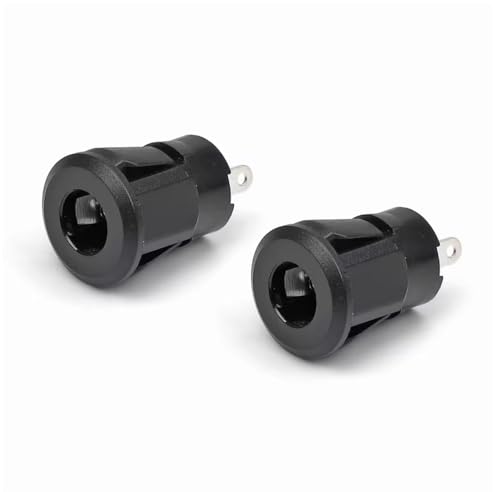 CentIoT - DC Male Jack Socket Connector - Round Panel Chassis Mount 2-pin (5PCS, 9mm Snap Fit, Button Jack)