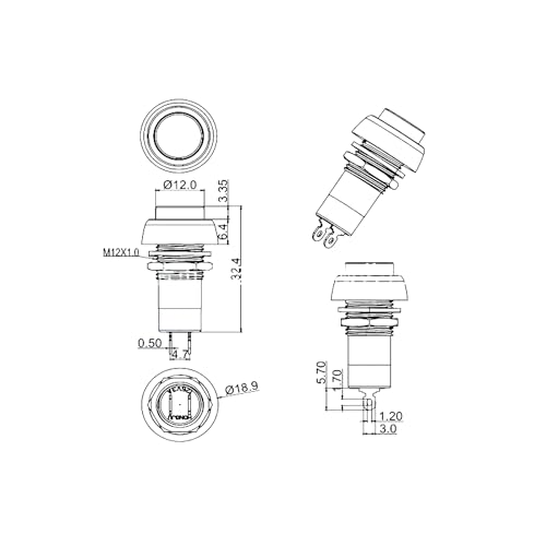 CentIoT - PBS-11A Circular Push Button Switch - 12MM Self-locking Latching