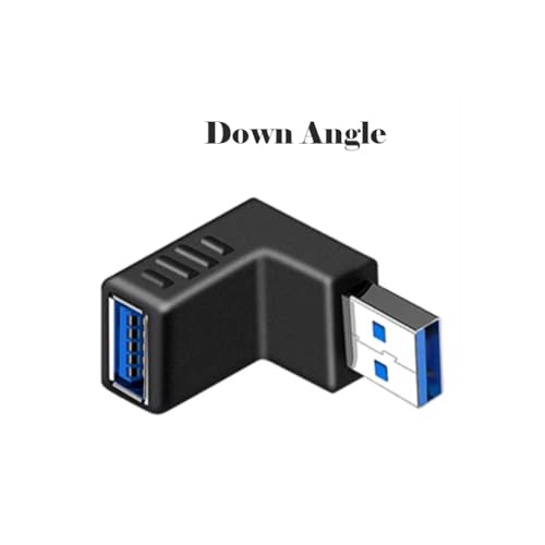 CentIoT - USB to USB Coupler Adapter Converter - USB 3.0 Right Angled 90 Degree Type A Male to Type A Female Connector (Black, 4 Types Combo)