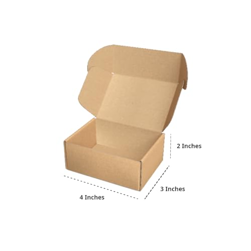 CentIoT - Corrugated Shipping Courier Sturdy Box - 3Ply Self-lock, Length 4 Inch - Width 3 Inch - Height 2 Inch (4x3x2 Inches, Brown Color)