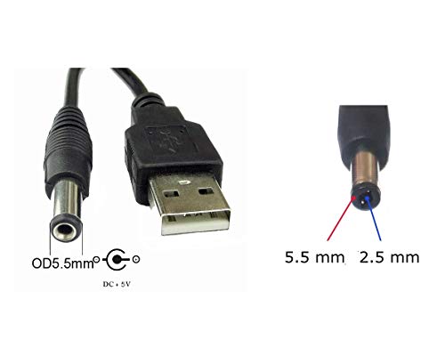 CentIoT - USB A Male -to- DC 5.5 x 2.5mm Power Plug Socket Connector Adapter Converter - with Cord - for security cameras and wifi router ups