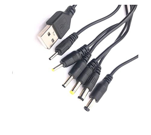 CentIoT - DC 5.5X 2.1 MM FEMALE DC Socket adapter Connectors to 6.3 6.0 5.5 4.8 4.0 3.5mm 2.5 2.1 1.7 1.35mm Male jack plug power adaptor (6 in 1 USB to DC Cable)