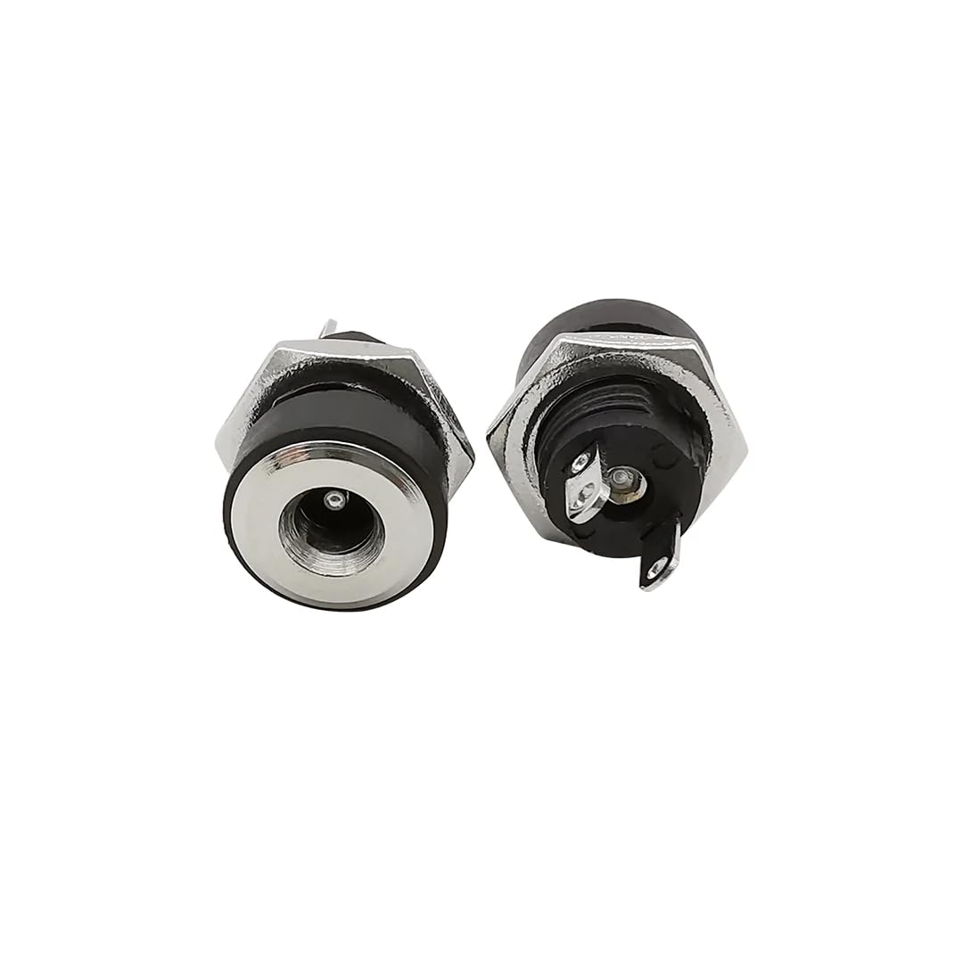 CentIoT - DC Power Supply Jack Male Socket Connector - Round Panel Chasis Mount 12V 3A (1.3 x 3.5mm Jack, 5PCS)