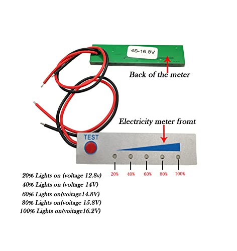 CentIoT - 4S 16.8V Battery Power Indicator - 18650 Li-ion lipo Lithium Battery Capacity Indicator Power LED Display PCB Board Meter Tester - with switch (4S 16.8V NMC)