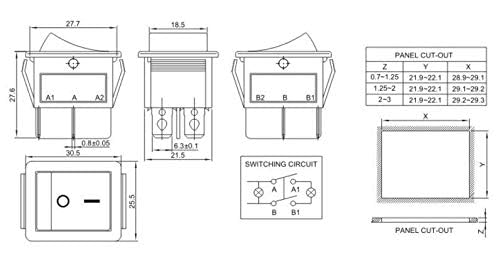 CentIoT - Illuminated Button Light Rocker Power Switch KCD4 15A 250V AC - 4PIN DPST ON-Off