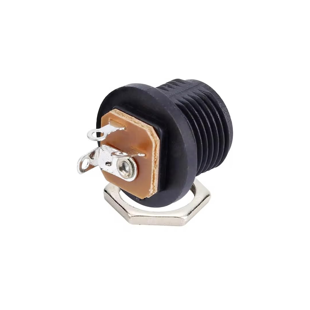 CentIoT - DC Jack Male Socket Connector - Round Panel Chasis Mount 12V 3A (Front Thread Center pin 2.1mm x 5.5, 5pcs)