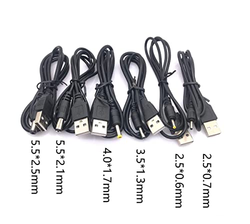 CentIoT - DC 5.5X 2.1 MM FEMALE DC Socket adapter Connectors to 6.3 6.0 5.5 4.8 4.0 3.5mm 2.5 2.1 1.7 1.35mm Male jack plug power adaptor (6 in 1 USB to DC Cable)