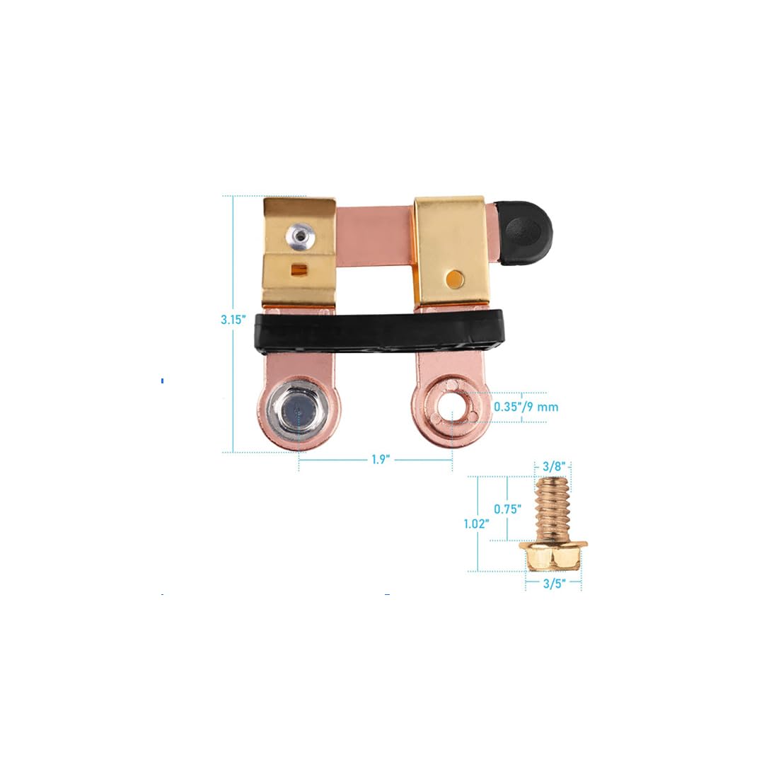 CentIoT - Battery Disconnect Cut Off Shut Off Switch 12V 24V - for Marine Car Boat RV ATV (Negative, Sidepost, 9mm Screw Hole)