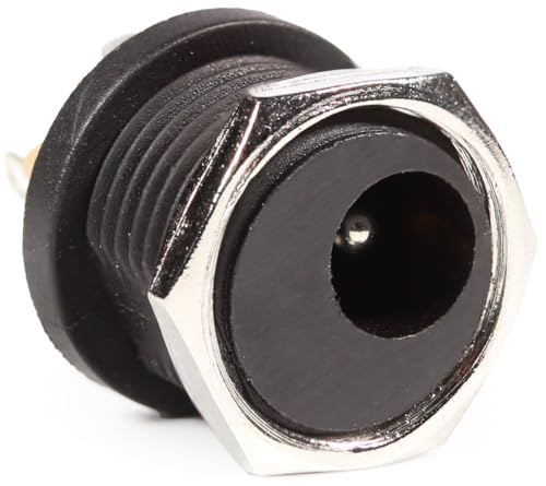 CentIoT - DC Jack Male Socket Connector - Round Panel Chasis Mount 12V 3A (Front Thread Center pin 2.5mm x 5.5, 5pcs)