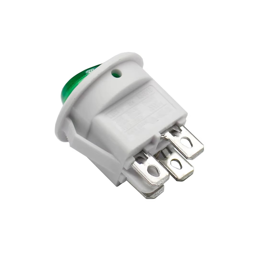 CentIoT - Illuminated DPST ON/OFF KCD1 Round Rocker Switch 4.8mm terminals - 220VAC 6A, 4PIN