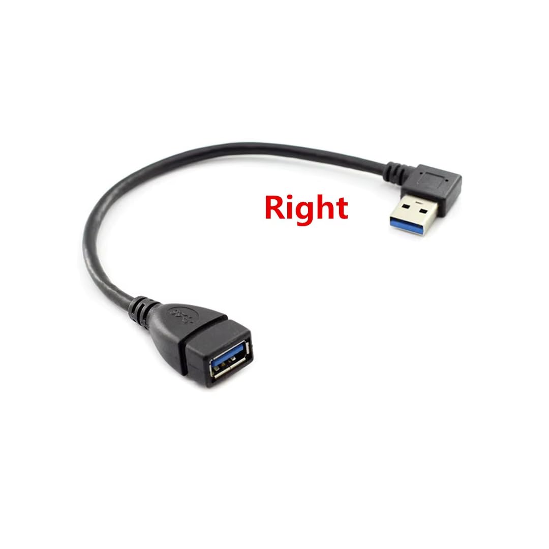CentIoT - USB to USB Coupler Adapter Converter Cable - USB 3.0 Right Angled 90 Degree Type A Female to Type A Male Connector (15CM Cable, 4 Types Combo)