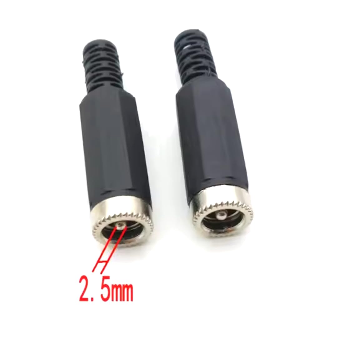 CentIoT - DC Power Supply Female Plug Pin - 5.5 x 2.5mm Cable mount - Male Jack Metal Socket with Plastic cover