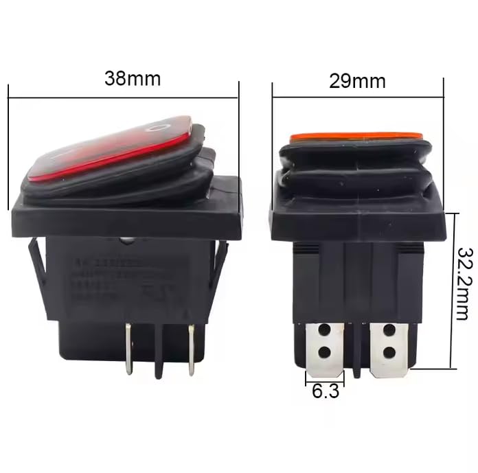 CentIoT - Waterproof Rocker Switch - IP65 KCD4 250V 16A 6PIN DPDT ON-OFF-ON