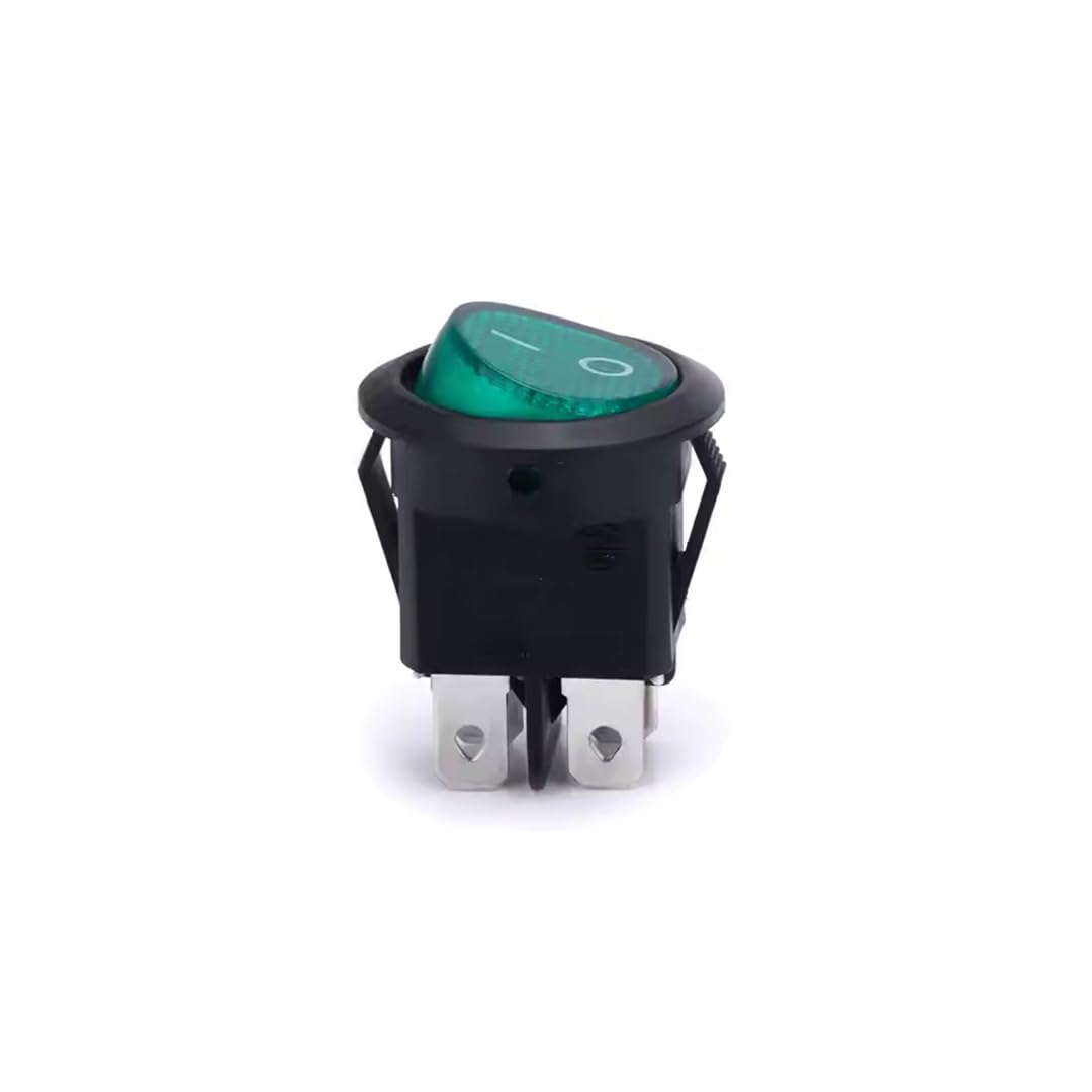 CentIoT - Illuminated DPST ON/OFF KCD1 Round Rocker Switch 4.8mm terminals - 220VAC 6A, 4PIN