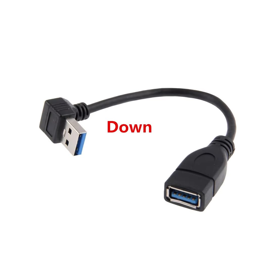 CentIoT - USB to USB Coupler Adapter Converter Cable - USB 3.0 Right Angled 90 Degree Type A Female to Type A Male Connector (15CM Cable, 4 Types Combo)