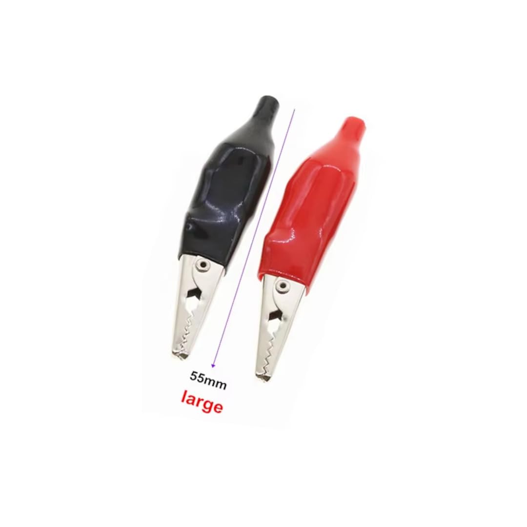CentIoT - 55 MM Alligator Clip Medium size Crocodile clips test leads - 10PCS 5 Red + 5 Black (Soft handle)