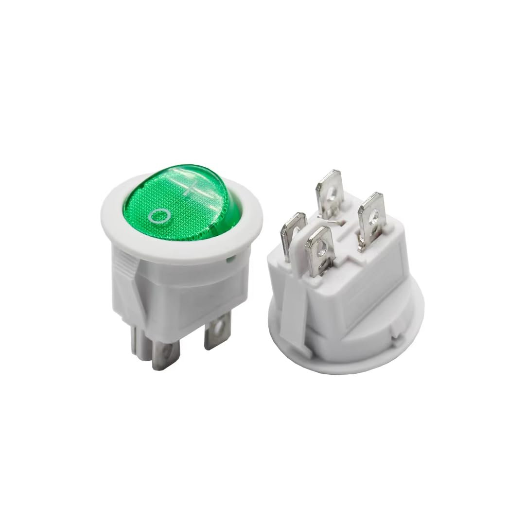 CentIoT - Illuminated DPST ON/OFF KCD1 Round Rocker Switch 4.8mm terminals - 220VAC 6A, 4PIN