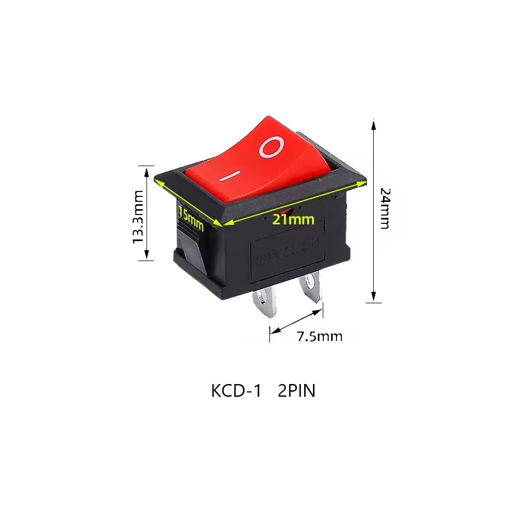 CentIoT - Rocker Switch - KCD1 snap fit 250V 6A SPST ON-OFF 2 Position, 2PIN