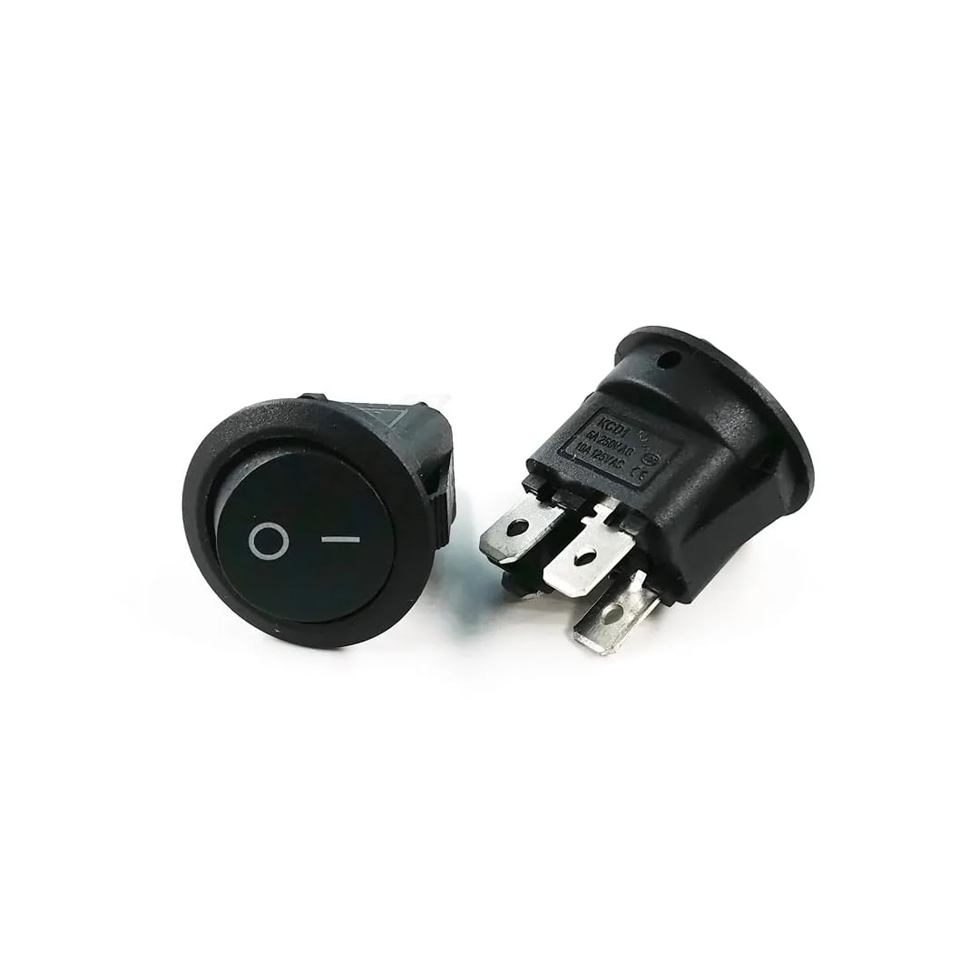CentIoT - Illuminated DPST ON/OFF KCD1 Round Rocker Switch 4.8mm terminals - 220VAC 6A, 4PIN
