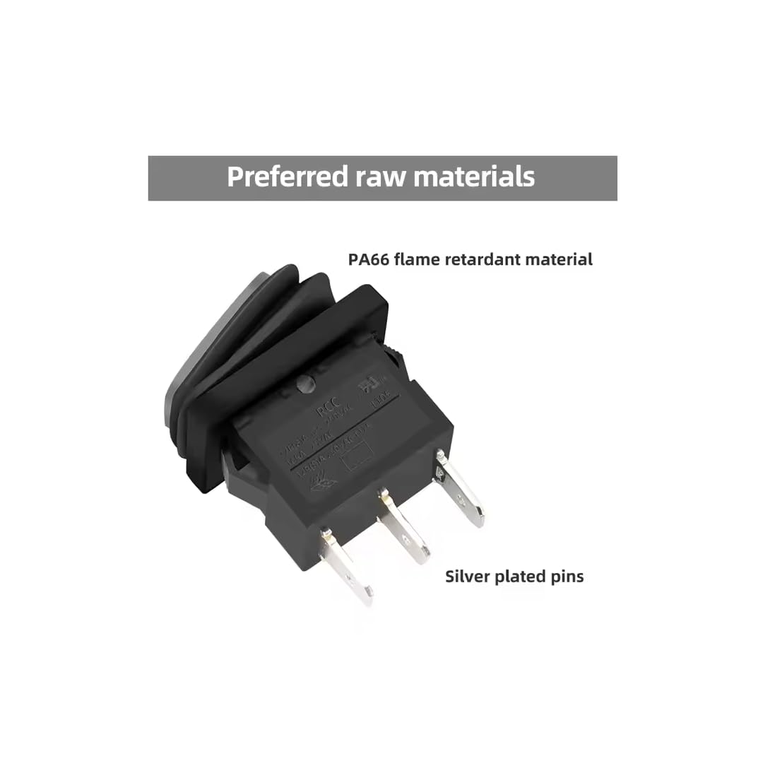 CentIoT - Waterproof Rocker Switch - IP65 KCD1 21 X 15MM 250V 6A 3PIN ON-OFF-ON SPDT 3 Positions