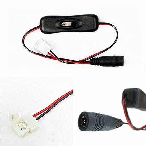 CentIoT - 2 Pin 10mm DC Female no Welding Switch LED Strip Connector for SMD5050 Single Color Led Lights to DC Power Adapter