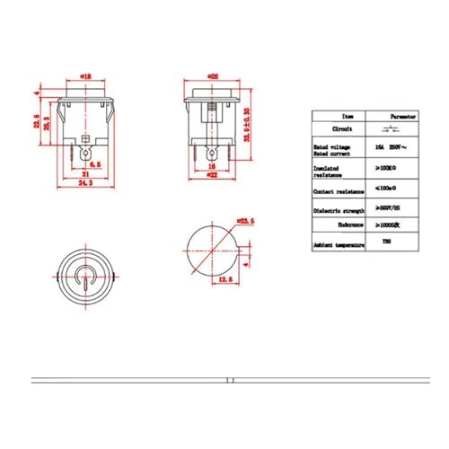 CentIoT - Illuminated LED SPST ON/OFF Circular Push Button self-locking Switch - 22MM 3Pin latching