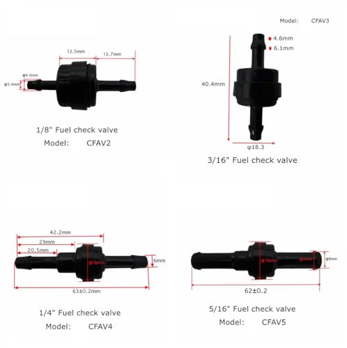 CentIoT - One-Way Non-Return Inline Check Valve - Viton and Nylon PA66 - for Fuel