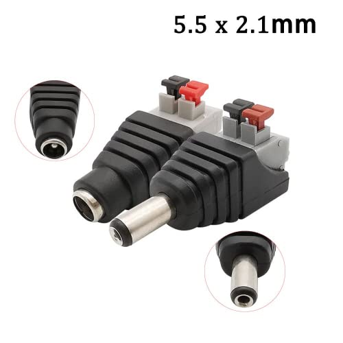 CentIoT - 1pcs DC Male +1 pcs DC Female Connector 2.1 * 5.5mm DC Power Jack Adapter Plug Connector for 3528/5050/5730 Single Color led Strip