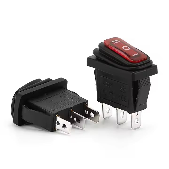 CentIoT - Waterproof Rocker Switch - IP65 KCD3 250V 35X18mm 15A 3PIN ON-OFF-ON SPDT