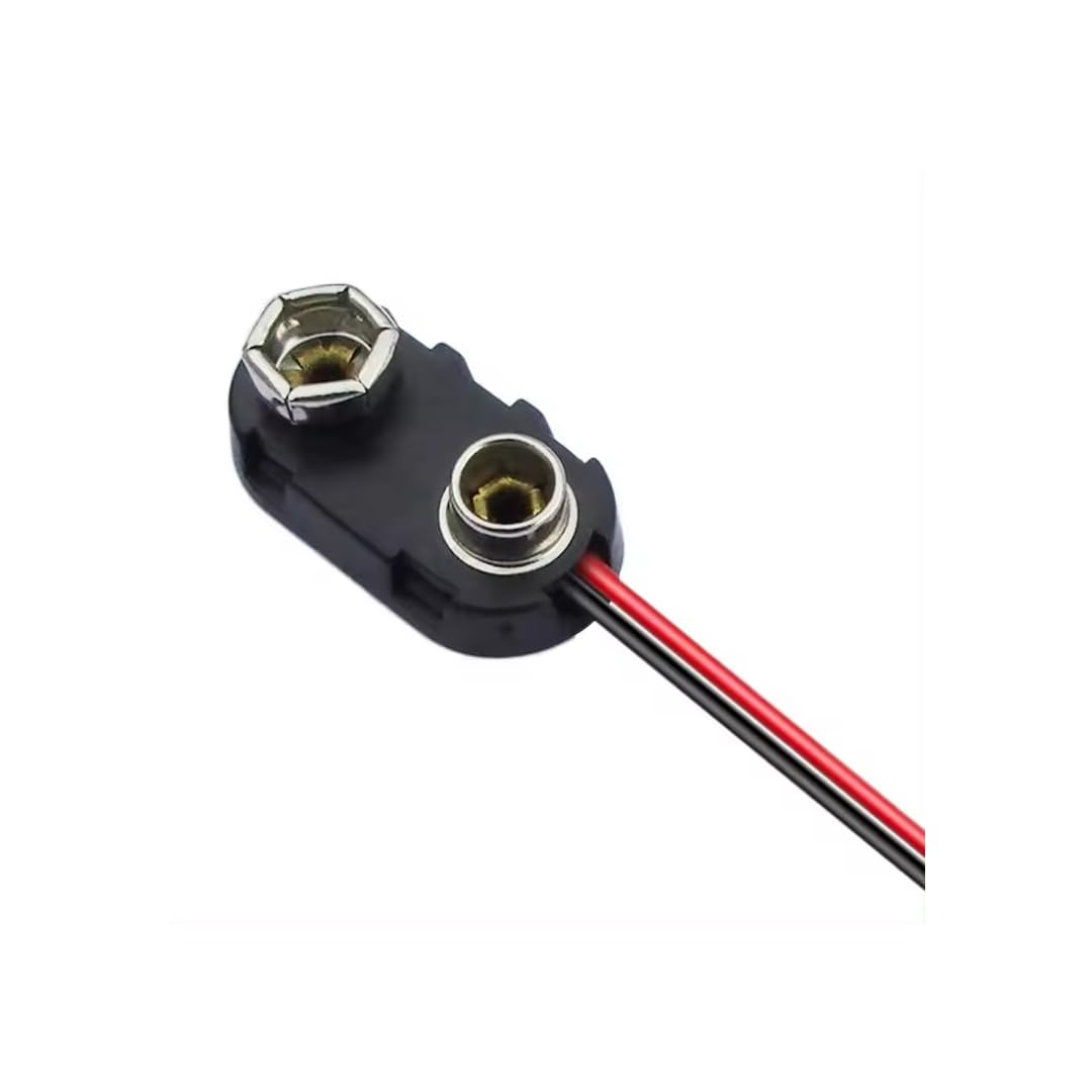 CentIoT - 9V Battery Snap Power Clip Connector to Open Wire 26AWG - Hard Plastic ABS Connector (Pack of 5)