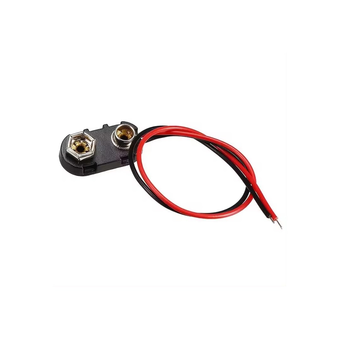 CentIoT - 9V Battery Snap Power Clip Connector to Open Wire 26AWG - Hard Plastic ABS Connector (Pack of 5)