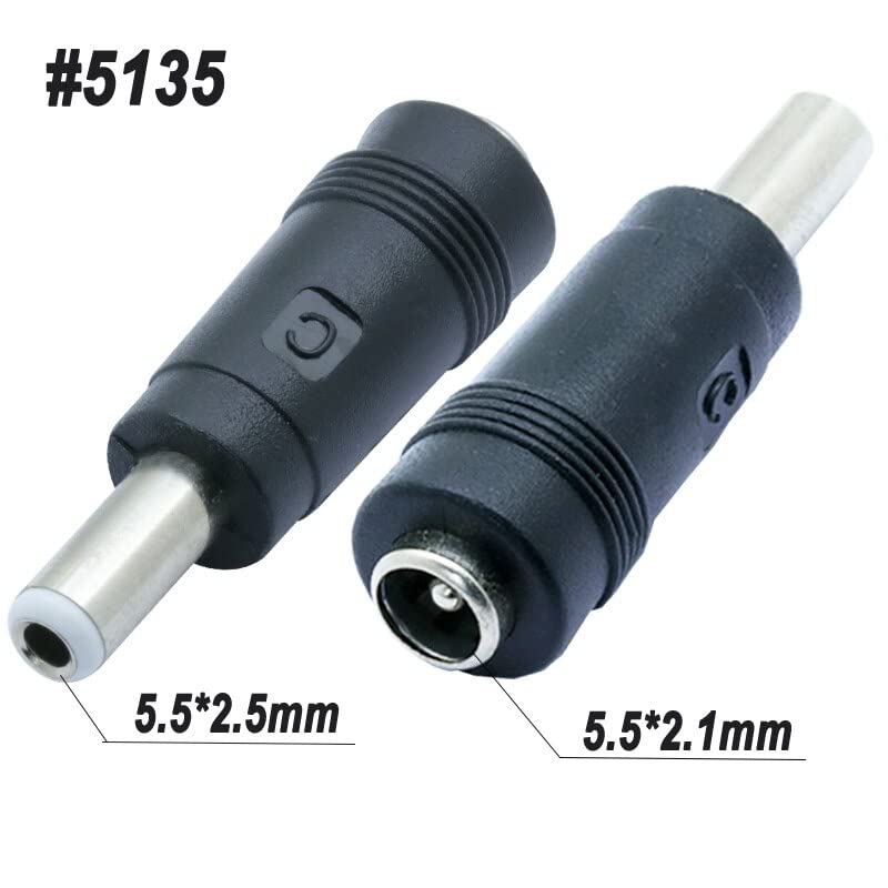 CentIoT - DC Power Socket Connector 5.5 x 2.1 mm Male Jack -to- Female DC Plug 5.5 x 2.5mm Adapter Converter