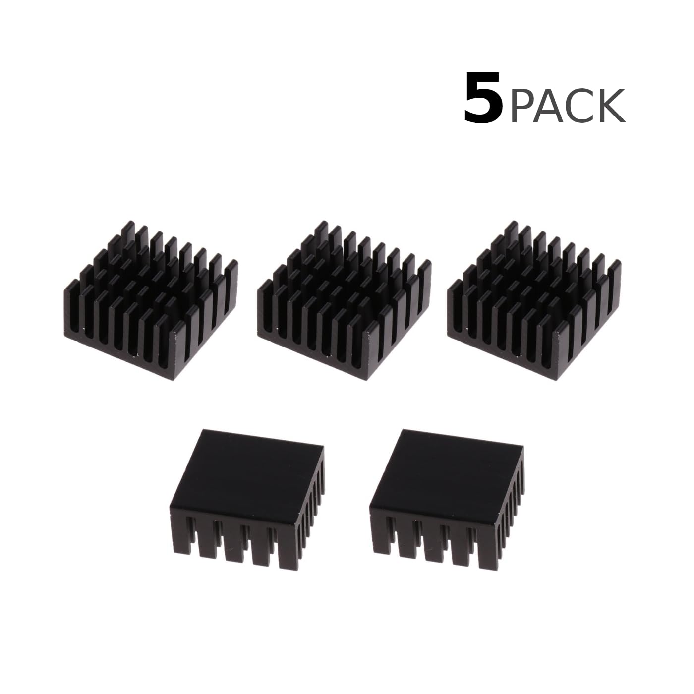 CentIoT - 20X20X10MM Aluminium Heatsink - Slotted Fins Anodised Black (Pack of 5)