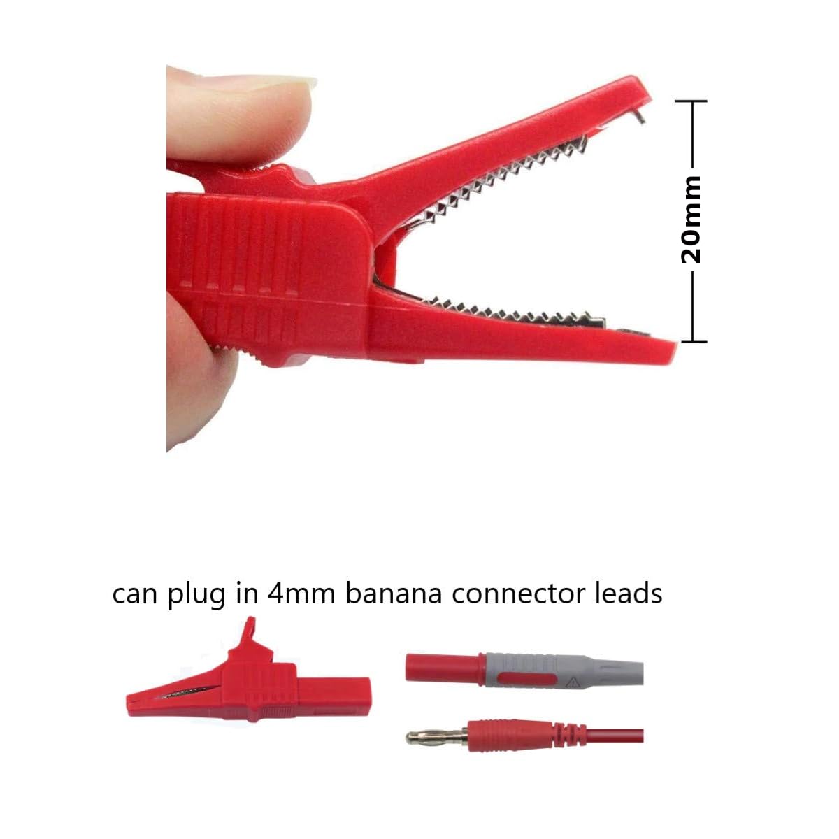 CentIoT - 2PCS 55MM Full Insulated Protective nickel coated Alligator Crocodile clip - for Multimeters Electronic Diagnostic tool - 1000V 32A 20MM Jaw Opening