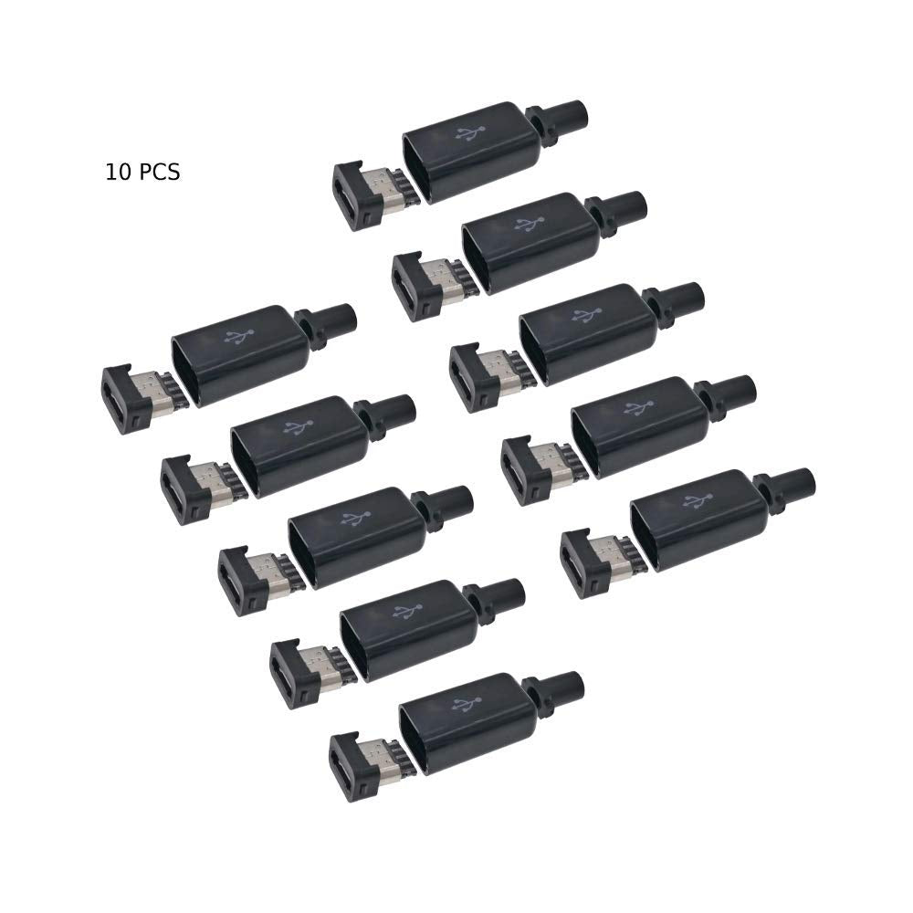 CentIoT® - 10pcs Type B Micro USB Male USB 2.0 | 5 Pin Plug Connector | with Plastic Cover | DIY Kit