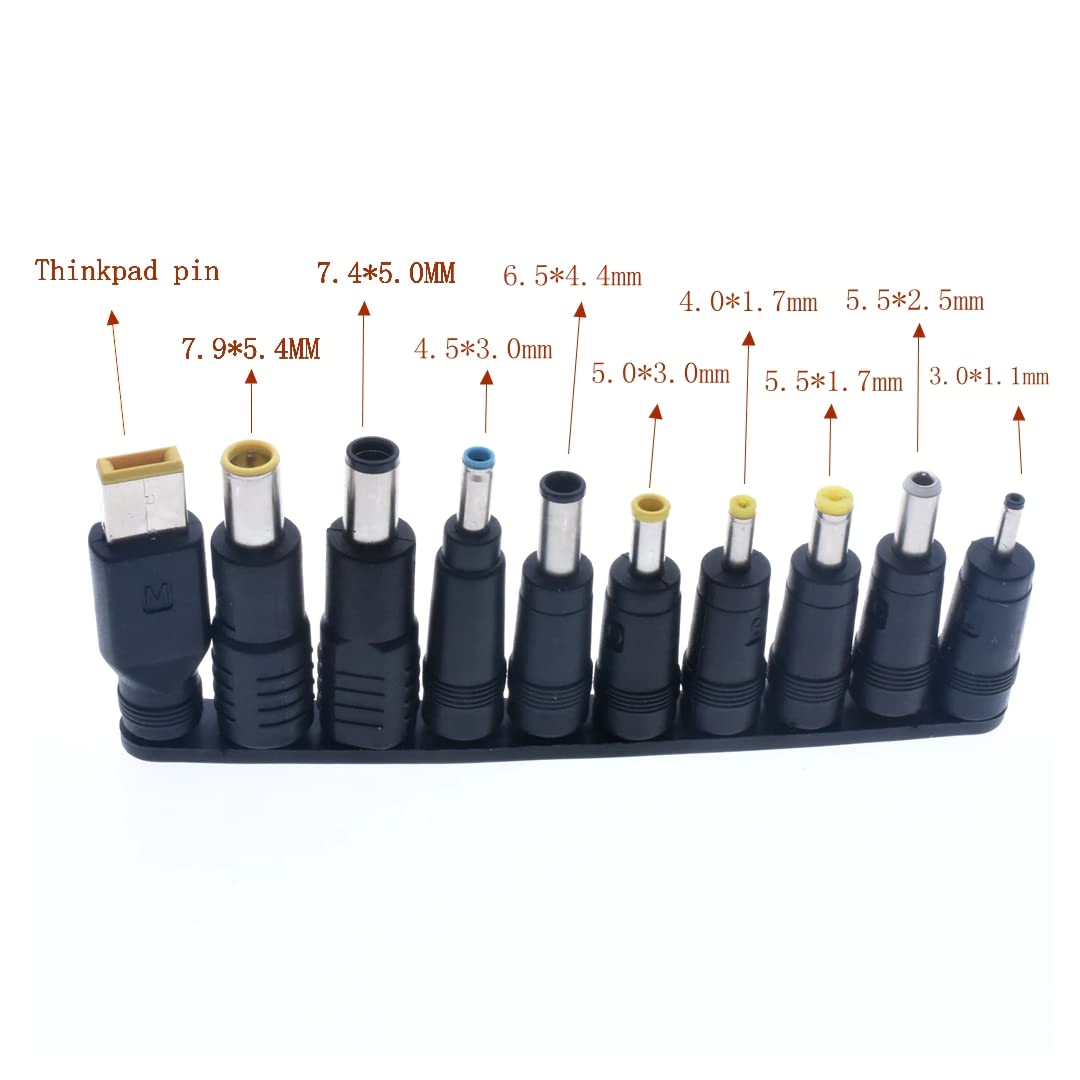 CentIoT - 10 in 1 DC 5.5X 2.1 MM Male DC Jack Socket Connector to 6.3 6.0 5.5 4.8 4.0 3.5mm 2.5 2.1 1.7 1.35mm Male Power Plug (10 in 1)