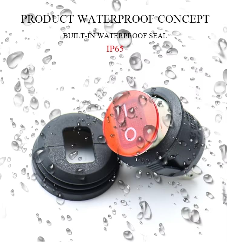 CentIoT - Waterproof Round Rocker Switch - IP65 KCD1 250V 6A 2PIN ON-OFF SPST
