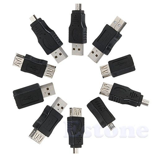 CentIoT - 5 Pin F/m Mini Male to Female Micro USB Changer Converter Adapter (Set of 10 Pieces)