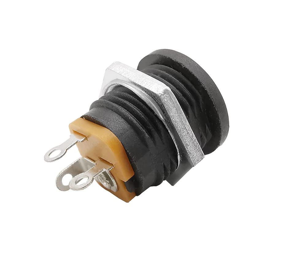 CentIoT - DC Jack male Socket Connector - Round Panel Chasis Mount 12V 3A (9mm Male Jack Center pin 2.5mm x 5.5, 5pcs)