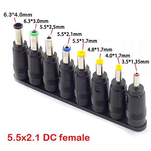 CentIoT - DC 5.5X 2.1 MM Female DC Socket Adapter Connectors to 6.3 6.0 5.5 4.8 4.0 3.5mm 2.5 2.1 1.7 1.35mm Male Jack Plug Power Adaptor
