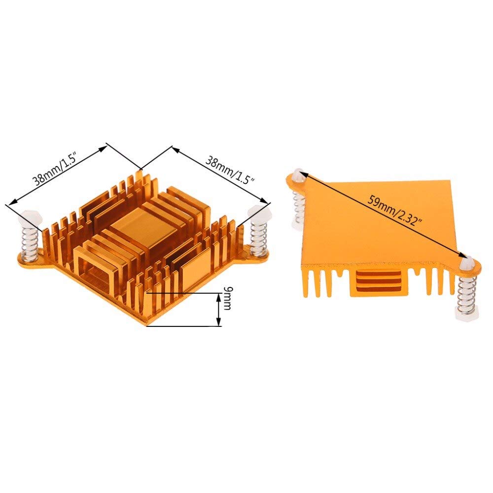 CentIoT® Golden 40MM SQUARE Northbridge Heat sink Aluminum Heatsink Cooler - for Computer Motherboard North Bridge, graphics card and Peltier