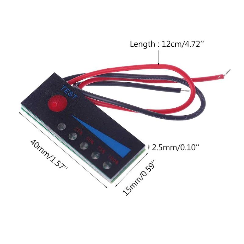 CentIoT - Battery Power Indicator - 18650 Li-ion lipo Lithium Battery Capacity Indicator Power LED Display - with switch 4CM Black (5S 21V)