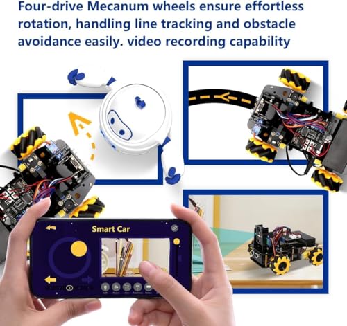 ACEBOTT Smart Car kit Compatible with Arduino IDE,Multi-Way Cruise & Obstacle Avoidance,IR App Control,Expandable Functions STEM Toys for Girls,Boys,Teens,Adults