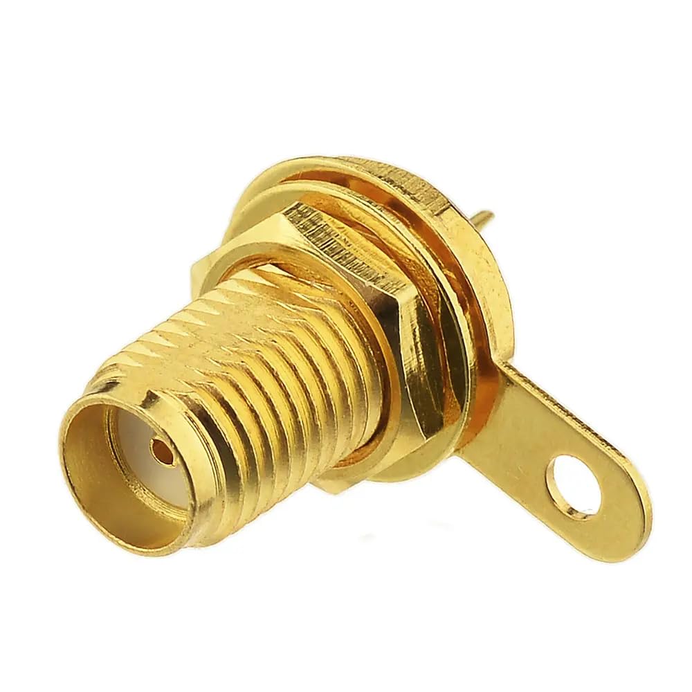 CentIoT - RF Coax Gold Plated with Flange nut Bulkhead Connector Plug (50ohm, SMA Female Jack, Panel Mount)